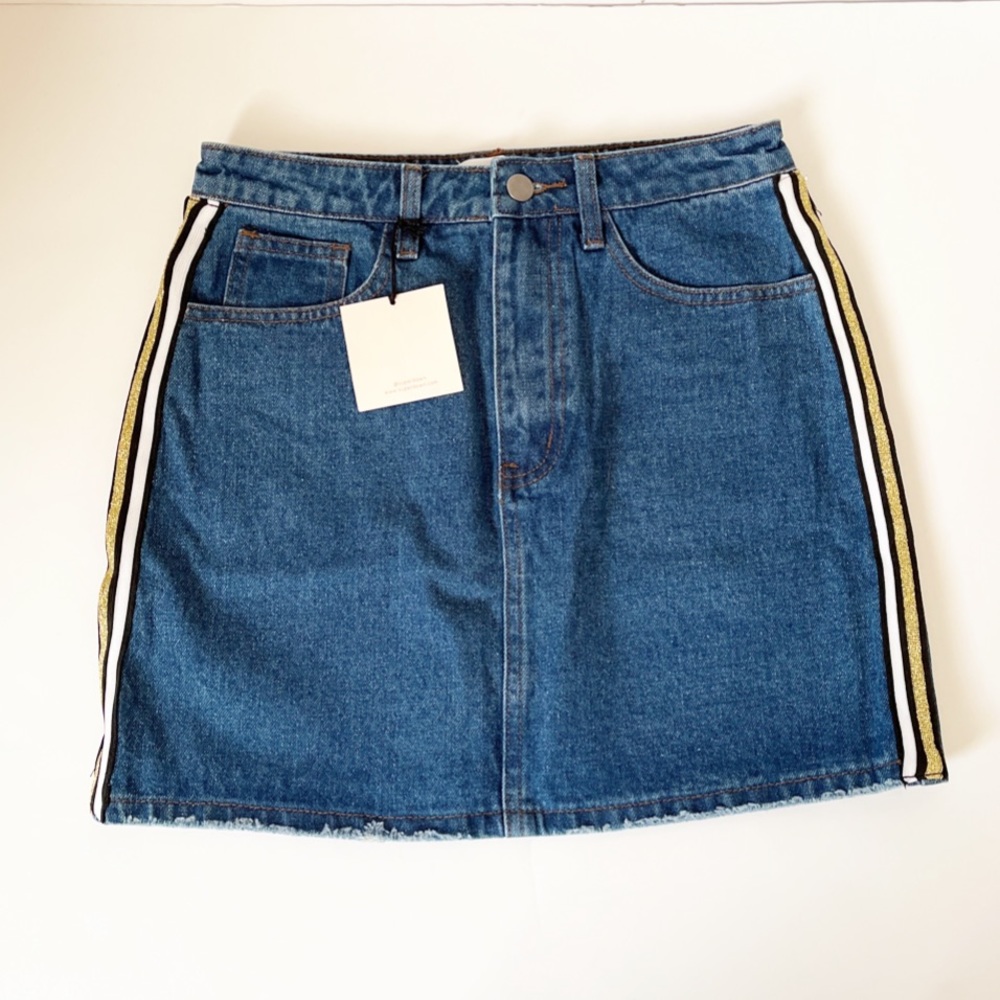 Superdown Marianna Side Stripe Denim Skirt NWT